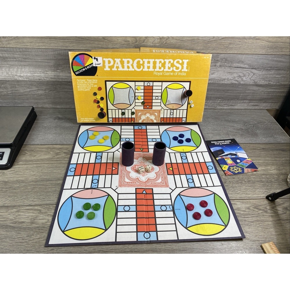 Vintage Parcheesi Royal Game of India, 1982 edition Selchow & Righter Complete